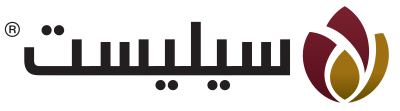 Black Arabic text logo with a red and gold flame icon on the right