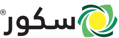 Green and yellow circular logo with Arabic text