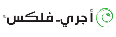 Arabic text "اجري فلكس" with a green circular logo on the right