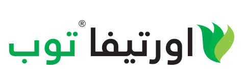 Green and black Arabic logo with a leaf icon