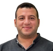 Smiling man in a dark polo shirt on a black backgroundhanad 