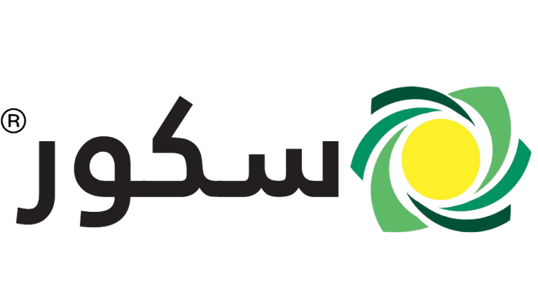 Green and yellow circular logo with Arabic text