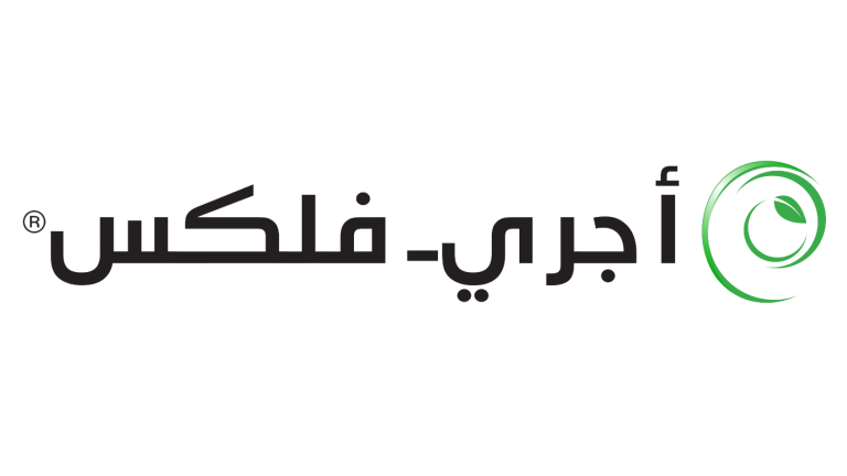 Arabic text "اجري فلكس" with a green circular logo on the right