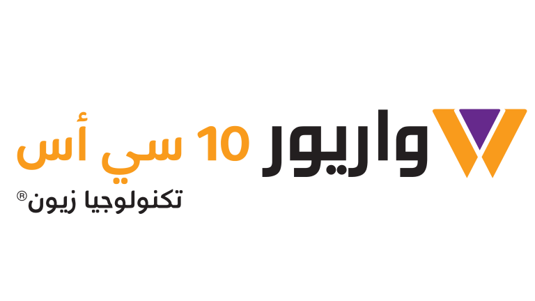 Warioor logo with orange and gray V icon and Arabic text